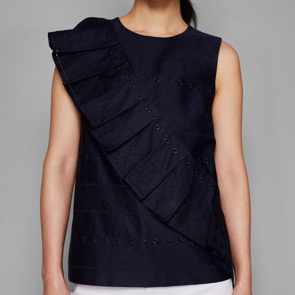 Ted Baker Forelli Ruffle Embroidered Top - Picture 2 of 8